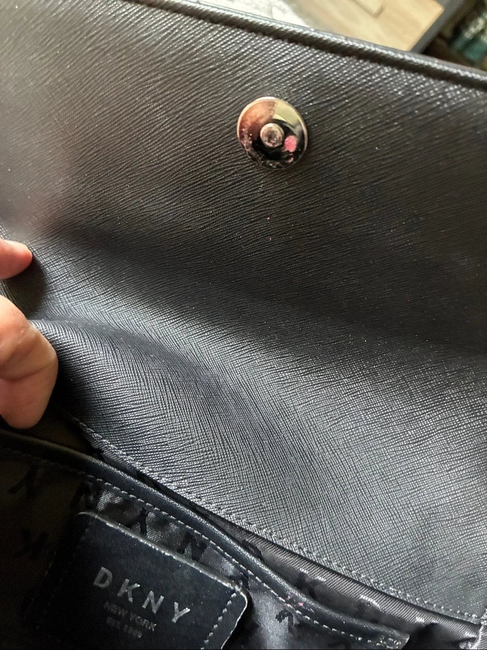 DKNY Black Crossbody Bag with Silver Charm